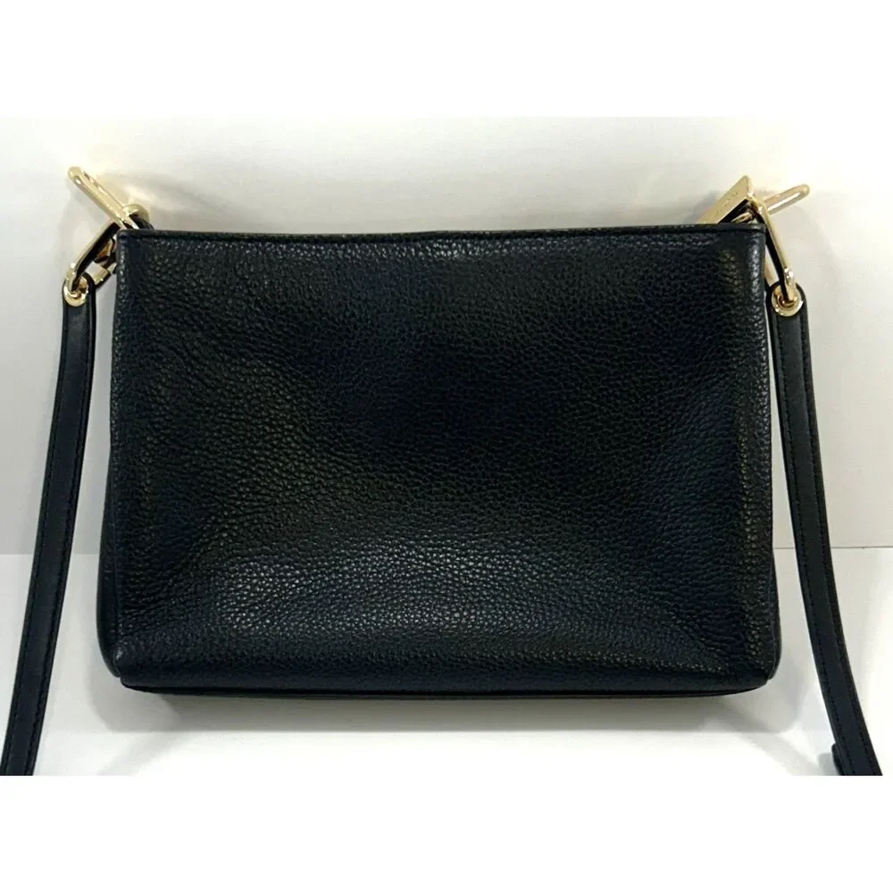 Michael Kors Trisha Medium Pebbled Leather Crossbody Bag Black 35H1G9TC8L